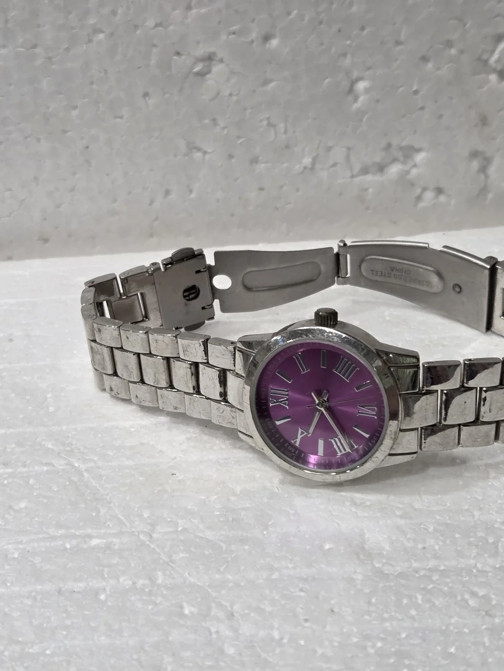 FMD Classic Silver Bracelet Watch with Purple Dial
